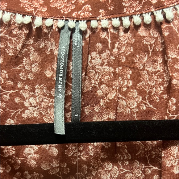 Anthropology Floral Ruffle Women's Top - Reddish Maroon - Picture 3 of 5